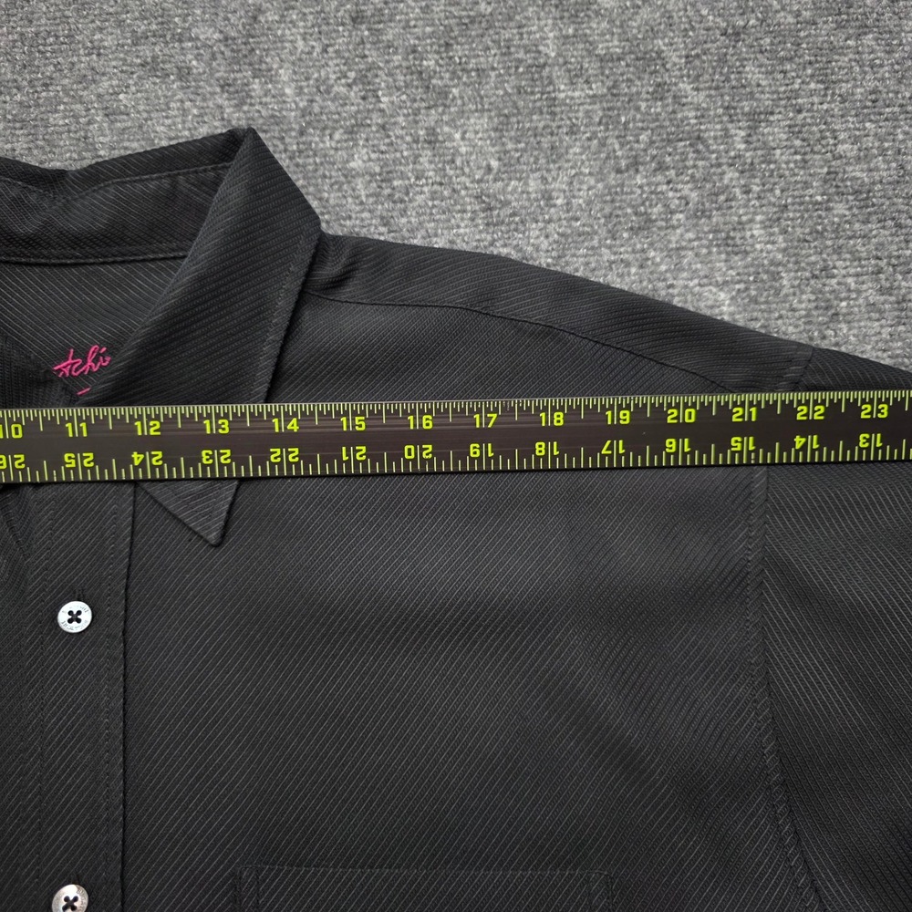 Bugatchi Uomo Men's XL Black Ribbed Textured Long Sleeve Button Down Dress Shirt - Picture 11 of 14